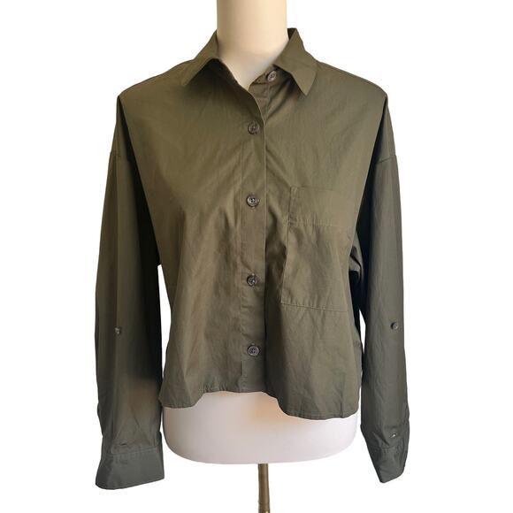 Madewell Top Women's Small Minimalist Button Up Crop Straight-Hem Shirt - Picture 5 of 10